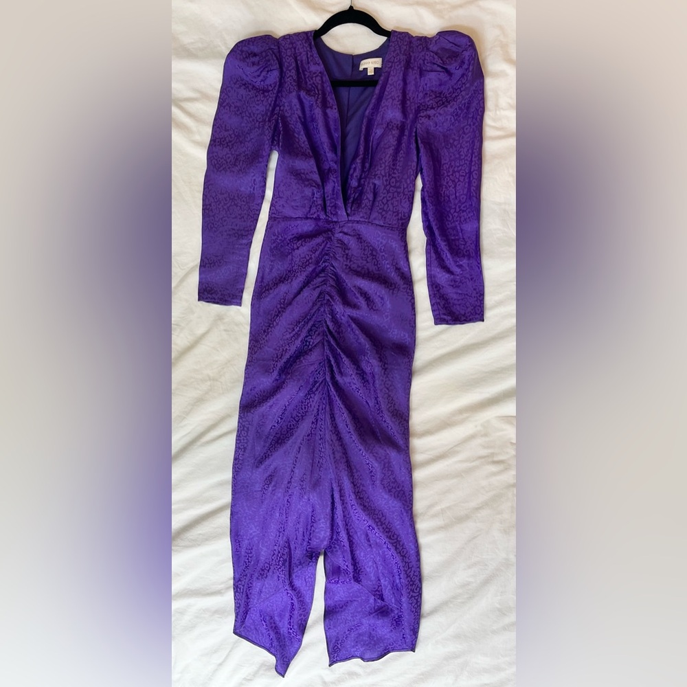 Ronny Kobo Collection Satin Purple Ruched Bodycon Dress - Never worn
